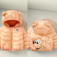 嬰幼兒A類寶寶米奇童裝羽絨棉棉衣冬裝閃燈男女耳朵免洗上衣棉服