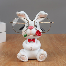 创意小兔眼镜座树脂工艺品少女桌面可爱动物眼镜支架礼物家居摆件