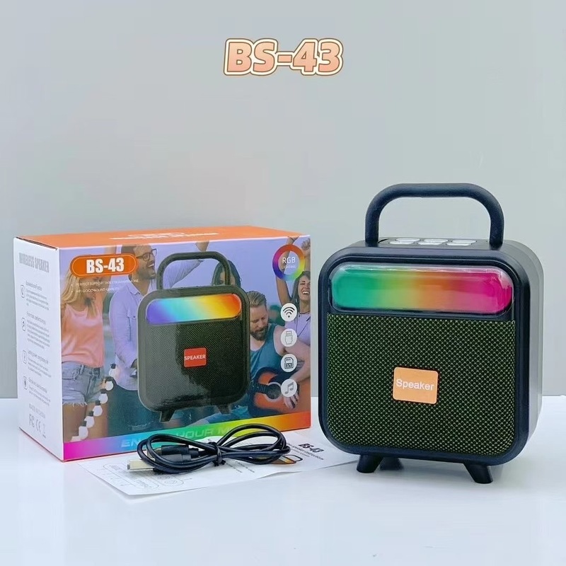 外贸新款BS-43手提RGB无线蓝牙音响便携式布网桌面迷你插卡小音箱|undefined