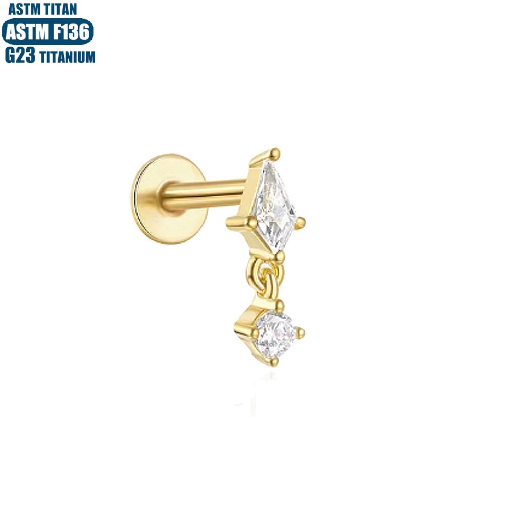 16G labret stud size and finish detail