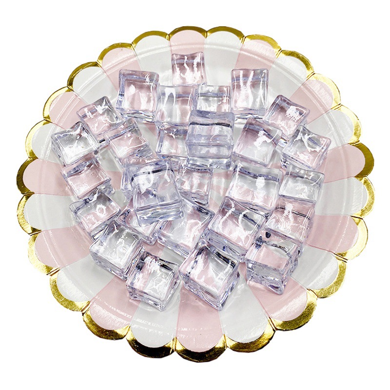 Cubo de hielo de simulación decorativa Barra cuadrada transparente accesorios de fotografía Cristal de hielo piedra cubo de hielo falso ventana decoración del tanque de peces
