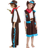 Детский западный мужской ковбойский костюм Хэллоуин Косплей Маскарад Ролевая игра шоу Одежда