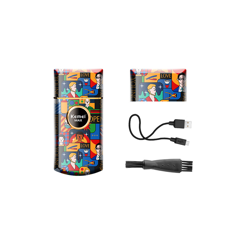 Afeitadora eléctrica kemei KM-RS7098 juventud graffiti USB recargable portátil alternativo Maquinillas de afeitar eléctrica