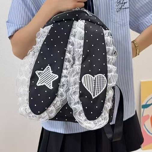 2026 Cute Big-Eared Rabbit Fashion Backpack, Niche Trendy College Style Commuting Student Backpack, Parent-Child Backpack