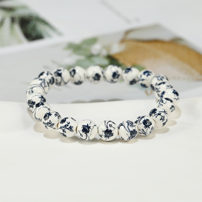 17g Weight ceramics Pendant Material Bracelets Classification Elastic string Chain Material 1 Piece Quantity Holiday, Daily Occasion ceramics Material Flower Pattern Women's Gender Beaded Design Ethnic Style Style Ethnic Style Flower Ceramics Wholesale Bracelets 6