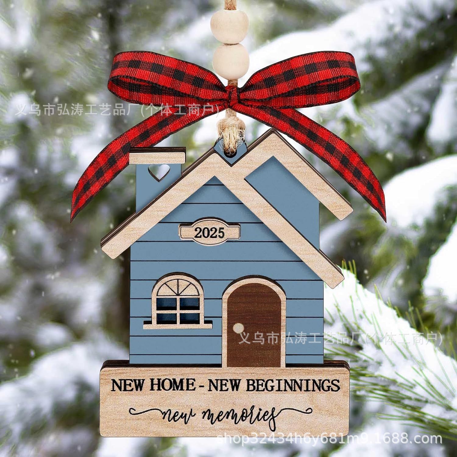 Decoración colgante 2026 nuevo mejor regalo de mudanza decoración de madera decoración para el hogar decoración del árbol de Navidad rojo