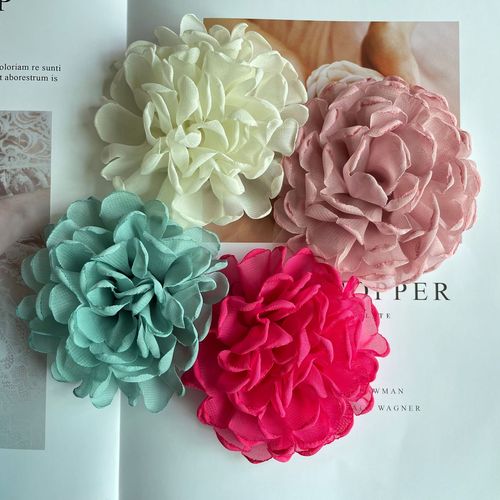 20pcs Burnt edge chiffon flowers clothing shoes and hats accessories children's hair accessories headband flowers jewelry diy accessories fabric flowers 10cm