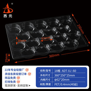18 Grids in Stock Pet/Pvc Round Universal Blister Tray Hardware Digital Parts Turnover Plastic Transparent Packaging