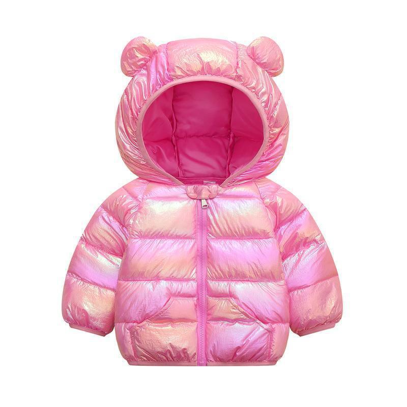 Otoño e Invierno moda Linda luz cálida orejas niños y niñas con capucha de los niños y niñas bebé abajo Chaqueta de algodón acolchado ropa para niños