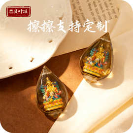 钛钢灵运莲花瓣手绘立体唐卡吊坠擦擦铜国潮藏式民族风项坠