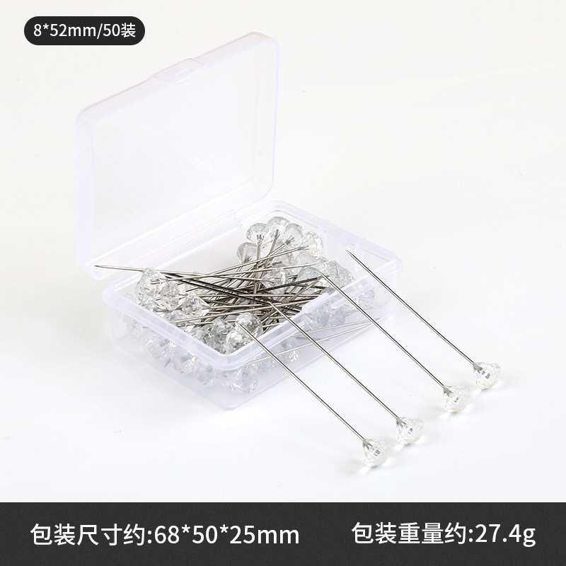 Aguja de posicionamiento de diamante de costura manual de mosaico fijación de perlas agujas de posicionamiento de ropa agujas de caja enlatadas transparentes