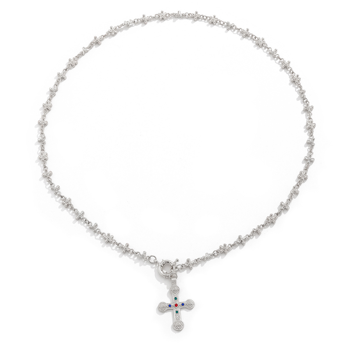 28g Weight Alloy Pendant Material Y-Necklace Classification Alloy Chain Material Tennis Chain Chain Type 1 Piece Quantity Holiday, Travel, Daily Occasion Alloy Material Cross Pattern All Seasons Season Women's Gender Plating Design Elegant Style Elegant Cross Alloy Tennis Chain Y-necklaces Wholesale 5