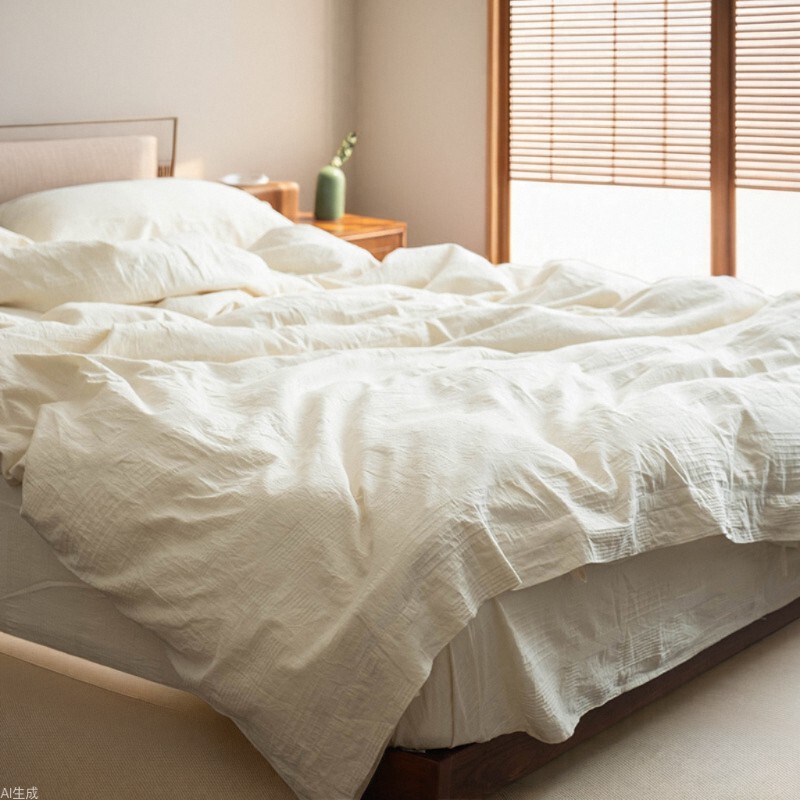 Class A Maternal and Infant Grade 60s Bed Four-piece Set Cotton Washed Cotton White Quilt Cover Bed Sheet Homestay Hotel Three-piece Set