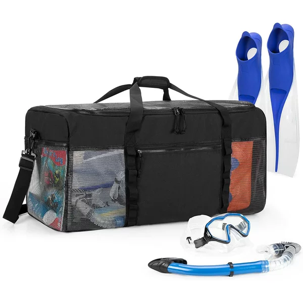 Cross-border wholesale large-capacity mesh diving luggage bag, beach vacation bag, diving equipment handbag