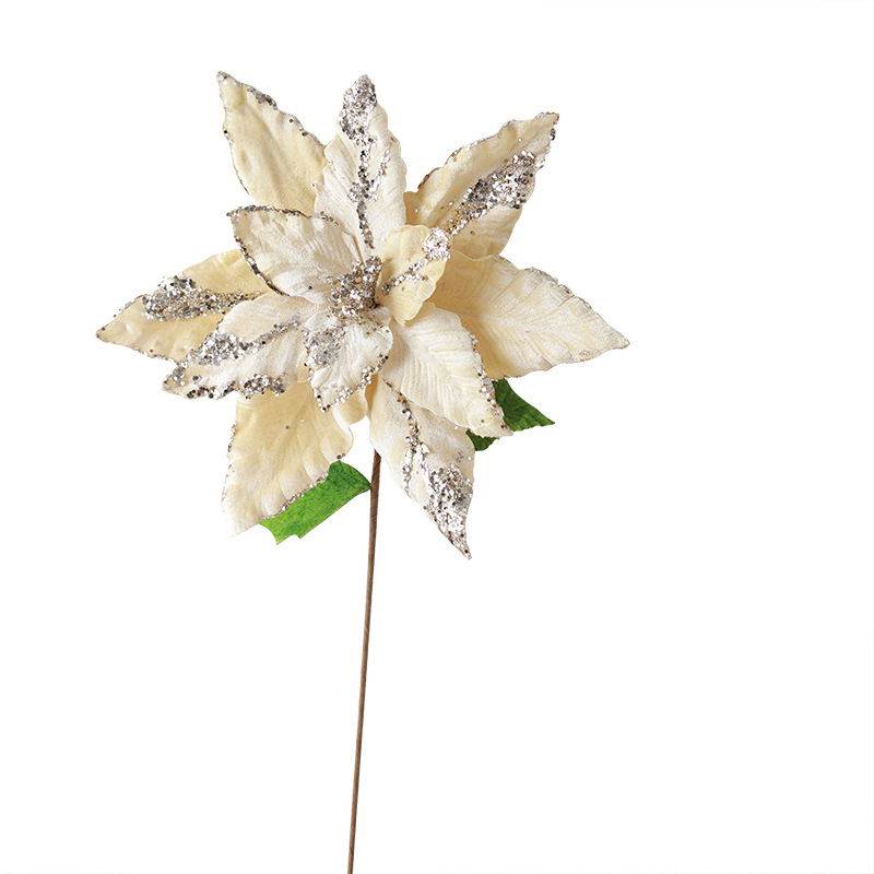 Nuevos productos transfronterizos Navidad flores de Navidad 40cm decoraciones de árbol de Navidad supergranos de alta calidad teñido fijo flores simuladas arreglos de flores