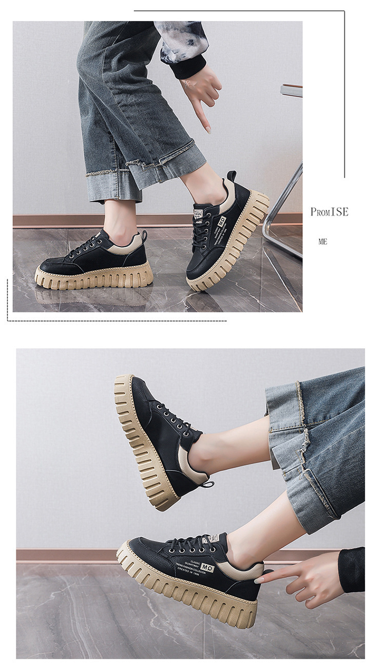 2026 Spring And Summer Women's New Breathable White Sneakers Versatile Thick-Soled Sports Casual Board Trendy Shoes_desvips.com