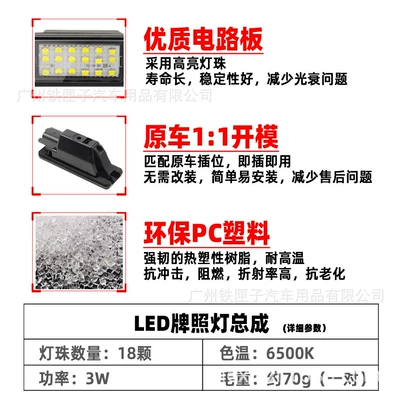 For Nissan Qashqai Qashqai License plate lamp