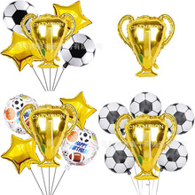 新款文字奖杯铝膜气球儿童生日派对体育赛场装饰品足球运动球套装