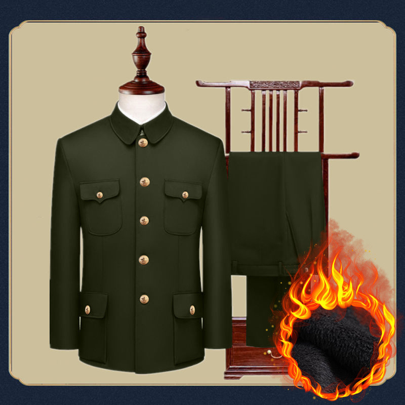 Military Green Zhongshan Suit for Men, Middle-Aged and Elderly, Spring, Autumn, and Winter Clothing, Traditional Zhongshan Uniform, Elderly Jacket, Dad and Grandpa Outfit Military Green Zhongshan Suit for Men, Middle-Aged and Elderly, Spring, Autumn, and Winter Clothing, Traditional Zhongshan Uniform, Elderly Jacket, Dad and Grandpa Outfit