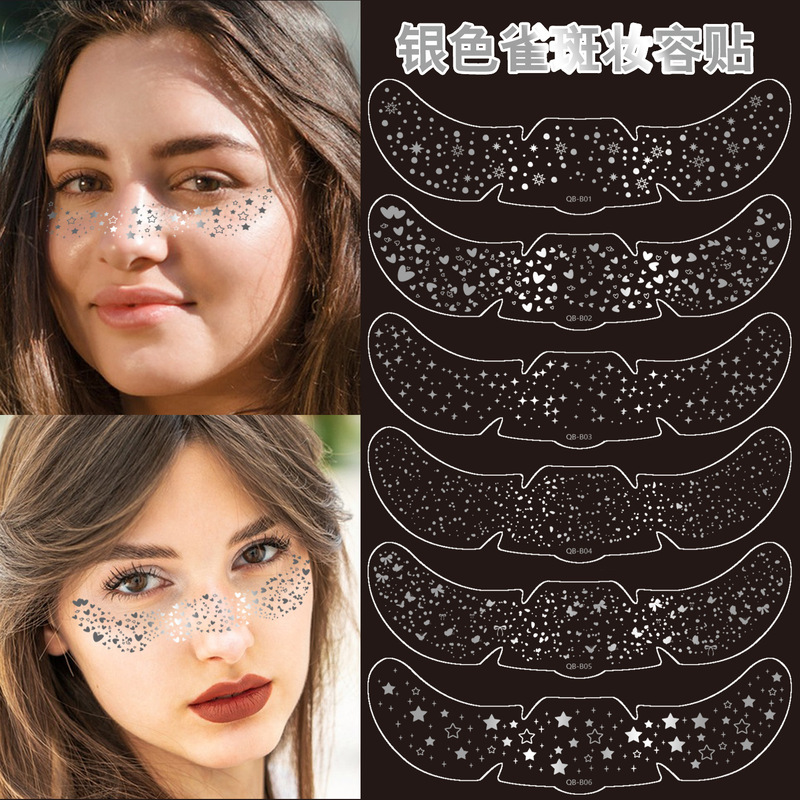 European and American Cross-Border Hot Silver Freckle Face Stickers Tattoo Stickers Face Makeup Party Festival Halloween Christmas