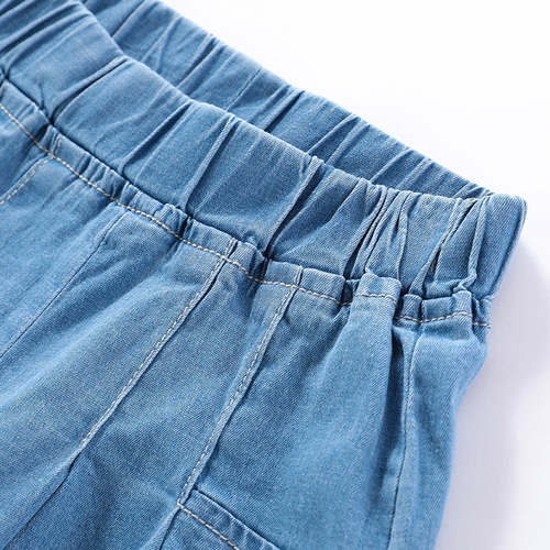 New Women's Children's Summer Outfits Baby Trendy Wide-Leg Denim Shorts Hot Pants Skirts Pleated Skirt