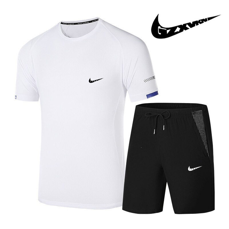 New Plus-Size Men's Clothing 2026 Summer Casual Sports Loose Ice Silk Suit Men's Quick-Drying Fitness Breathable Two-Piece Set