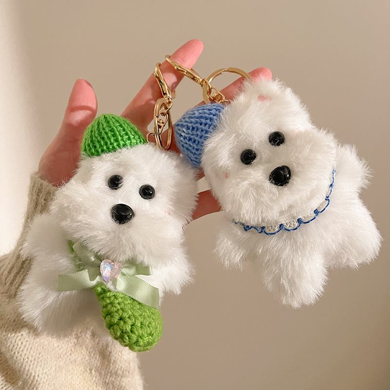 West Highland Plush Keychain Cute Doodle Puppy Bag Charm Accessory Miu-Style Small Doll for Stall Selling