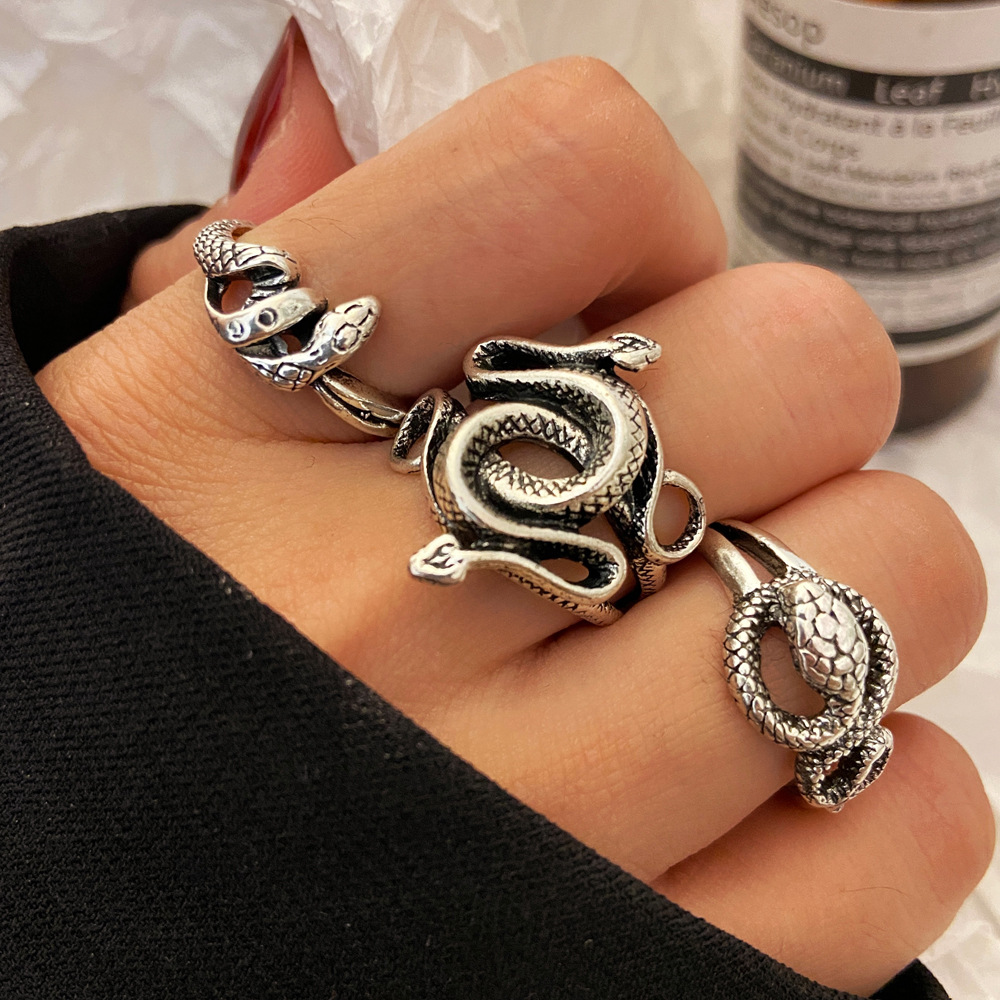 Retro Snake Personality Snake Ring Retro Punk Fashion Ring display picture 1