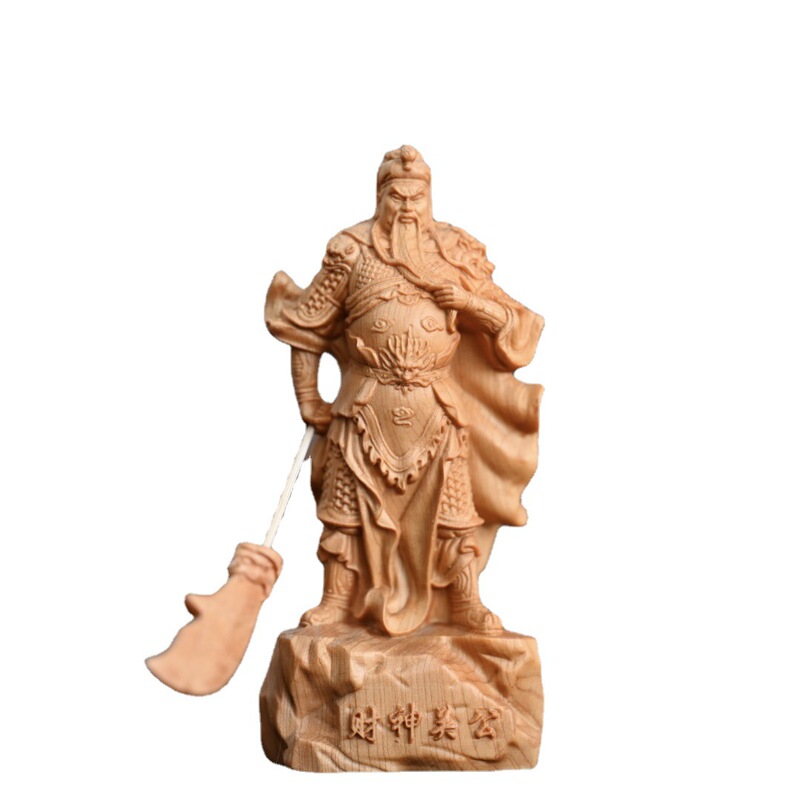 崖柏黄楊木彫り関公関羽武財神関二爺客間オフィス装飾品置物|undefined