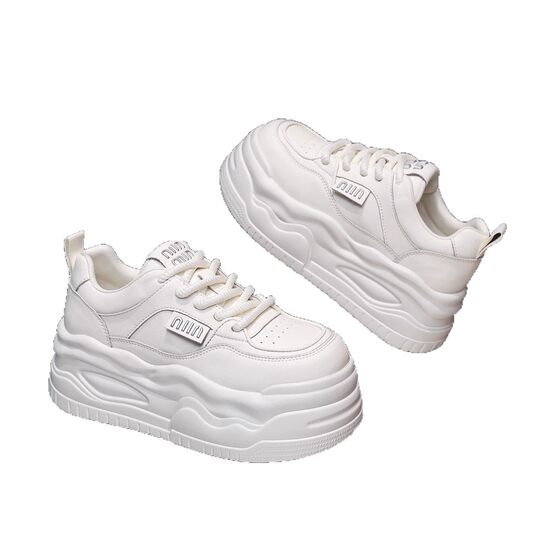 Internet famous super thick bottom small white shoes 2025 spring new breathable sponge cake board shoes soft bottom fashion student shoes casual shoes