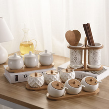 北欧陶瓷调味罐家用厨房收纳盐罐调料罐商用辣椒罐调味盒套装跨境