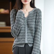 正品恒源祥羊毛衫女秋冬100%羊毛V领纯色打底衫毛衣修身针织衫