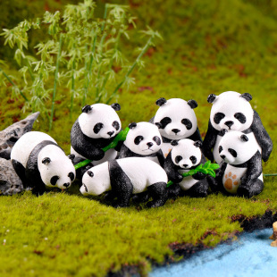 4 Panda Trumpet Shape Hand-made DIY Micro Landscape Gardening Bonsai PVC Cake Car Ornaments Doll