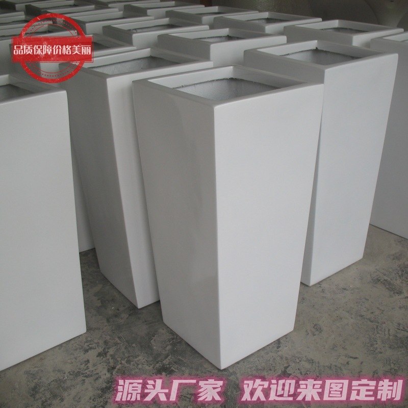 FRP cuadrado maceta de flores centro comercial ventas hotel interior al aire libre vasijas de flores decoración vasijas de flores vasijas de flores