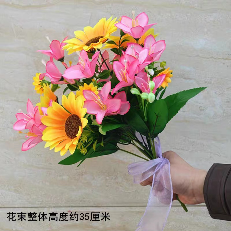 Reunión deportiva, actividades estudiantiles, baile, flores falsas coloridas, flores de plástico, flores de seda, baile, accesorios, ramo de simulación