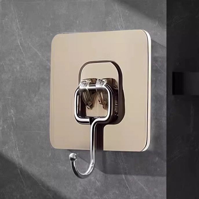 Large Stainless Steel Adhesive Hooks, No-Nail Wall Hooks for Clothes, Bathroom, Kitchen, Wall-Mounted Adhesive Hooks