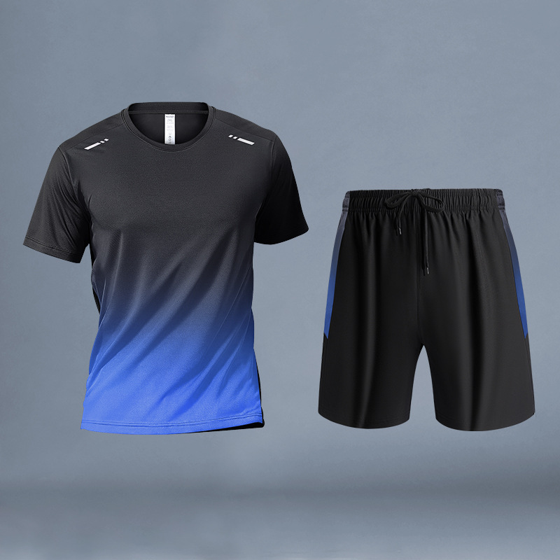 Running sports suit hombre de verano hielo acondicionamiento ropa de acondicionamiento rápido equipo de secado de la mañana entrenamiento de baloncesto de mangas cortas