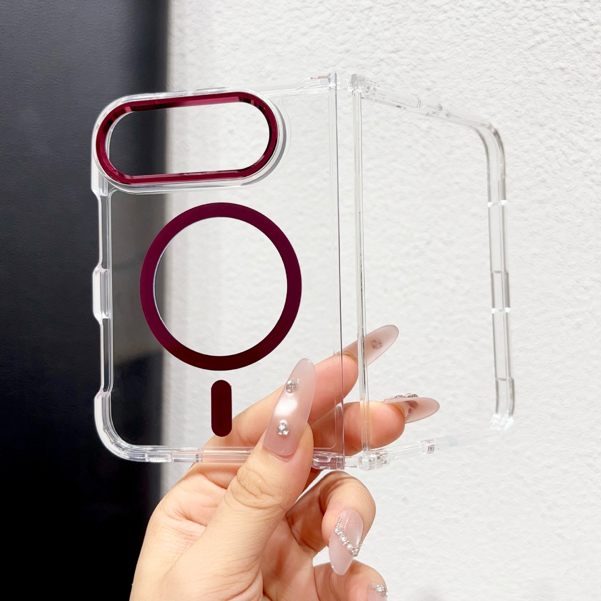 Funda Magnética para Celular Plegable iPhone Duo 18 Duo de Acrílico Transparente Anti-caídas