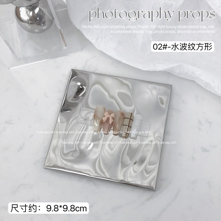 INS uñas accesorios de fotografía irregular ondulación del agua plata polvo cepillo Fondo herramienta decoración tiro Internet celebridad