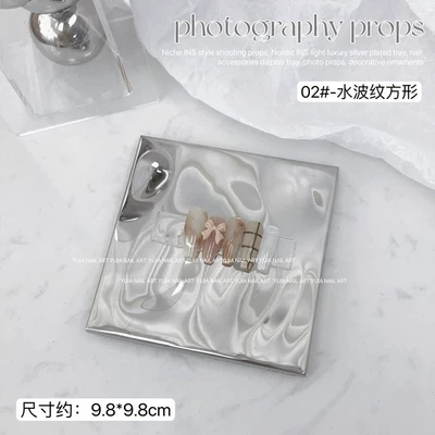 Instagram Nail Art Props Irregular Water Ripple Silver Dust Brush Background Tools Decoration Shooting Atmosphere (Dırnaq bəzəkləri) - niche-ins-style-shooting-props-water-ripple-square