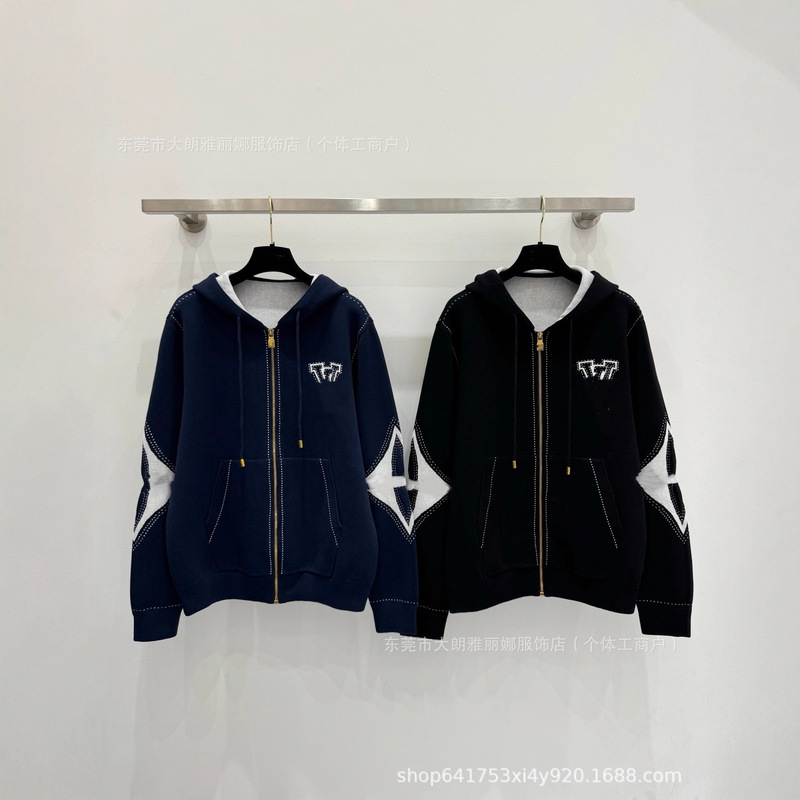 Shenzhen Nanyouhuo L Brand ~ Top ~ Level Version 25 Early Autumn New Letter Inlaid Logo Zipper Knitted Cardigan