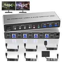 HDMI+DP�p��KVM�ГQ�����M����kvm4�M2��4̨��X����2̨�@ʾ��