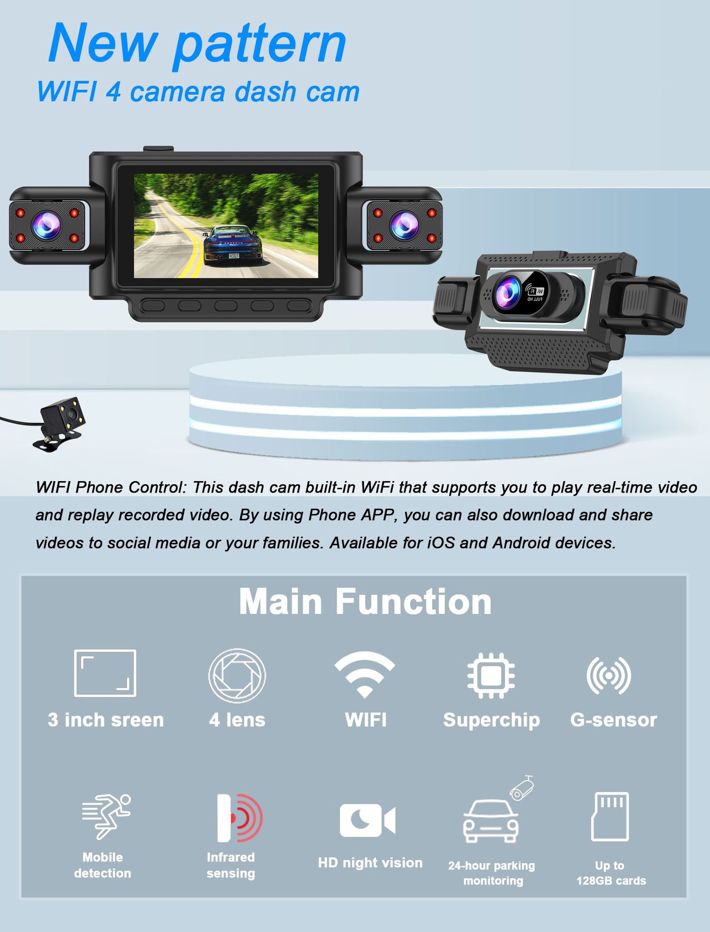 1080P Dash Cam HD Night Vision WiFi Car DVR