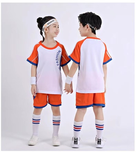 Children's soccer suit set summer kindergarten boys and girls middle school students match training uniform printed jersey