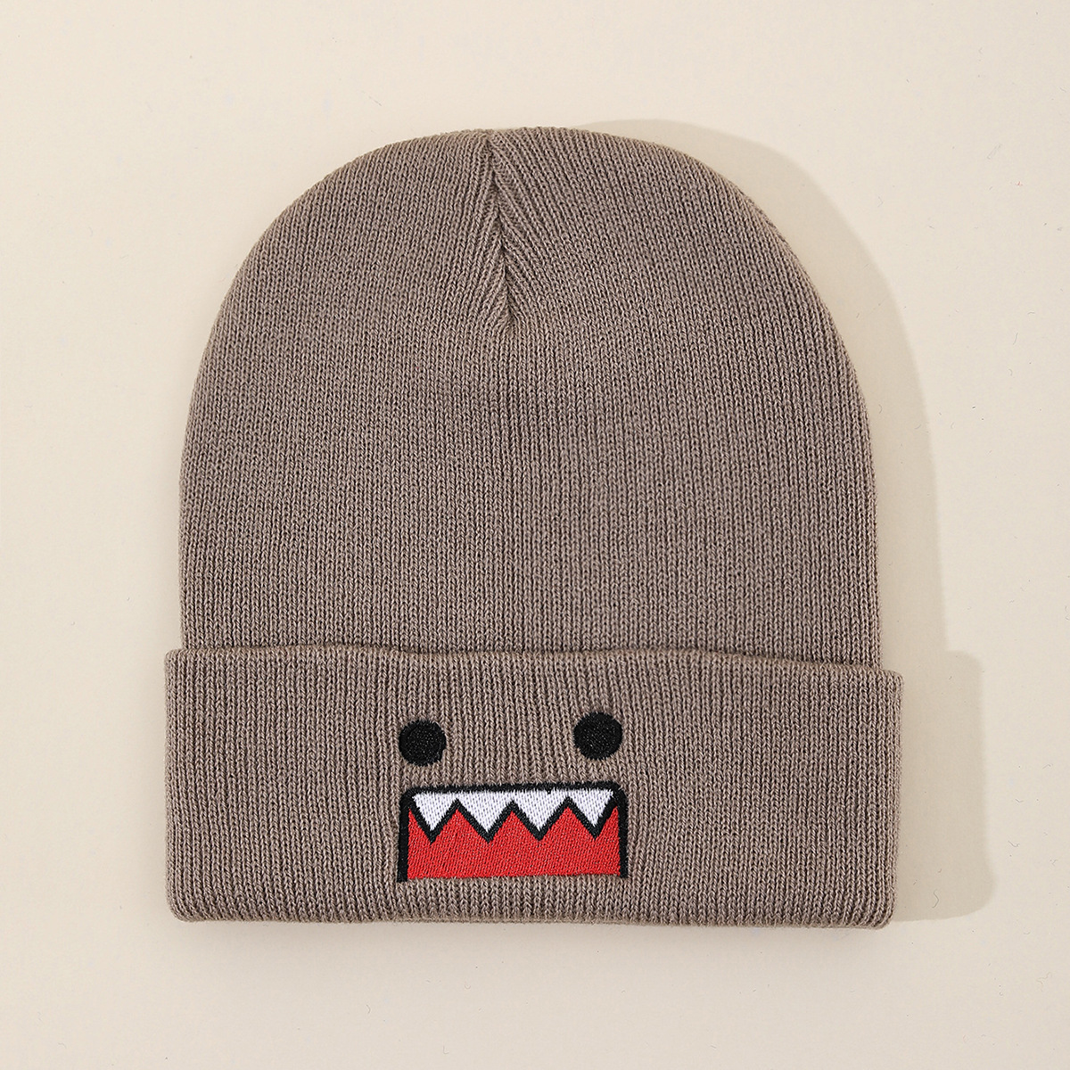 Verspielte bestickte Strickmütze – skurriles Cartoon-Design, weiche Unisex-Wintermütze aus Acryl für Männer und Frauen, trendige Markenmütze für kalte Tage, warme Outdoor-Mütze_voghion.com