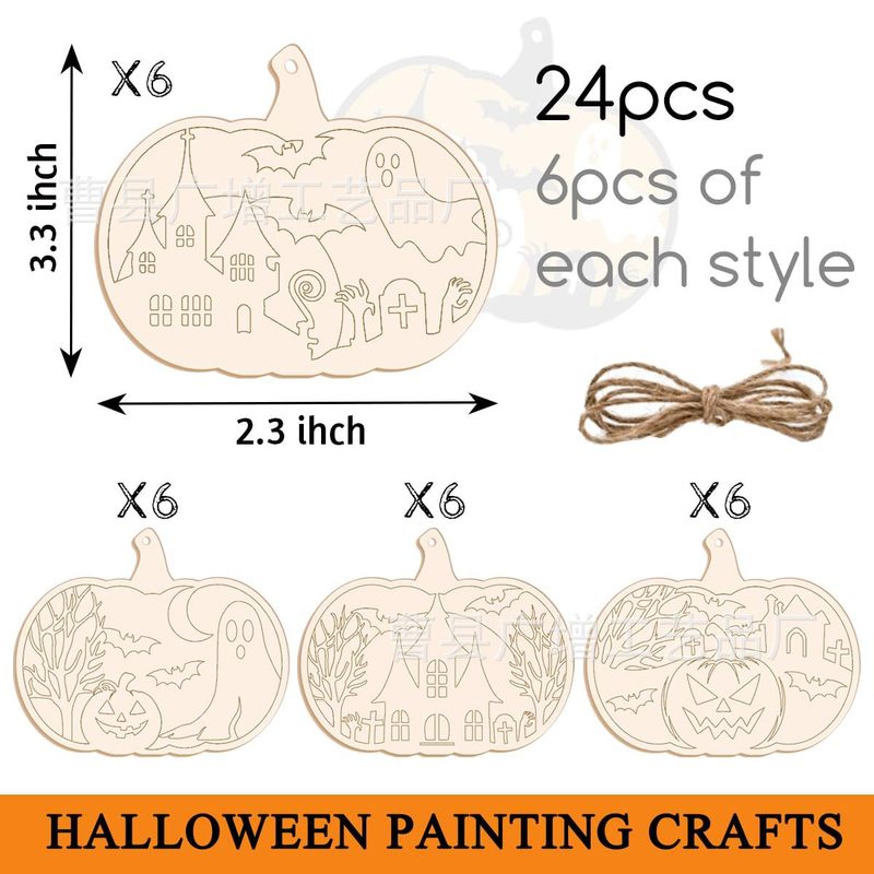 ハロウィーン木片カボチャ木装飾品カボチャ実木ストラップ装飾品手作りDIYハロウィーン装飾品|undefined