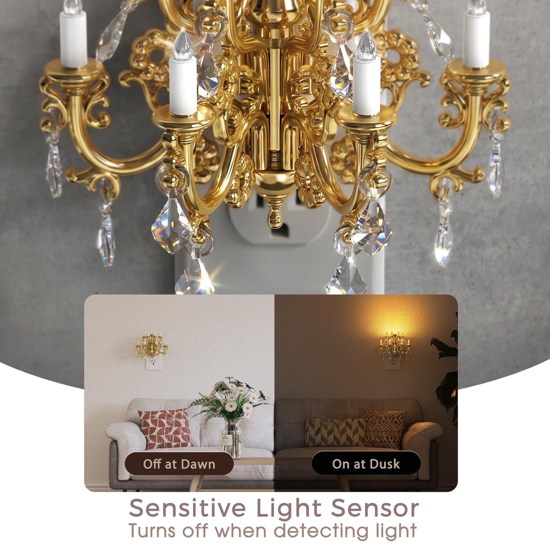 Gold decorative night light close-up