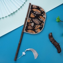 原创人鱼泪刀扇紫竹长柄挡脸遮面便面扇国风汉服战国袍配饰