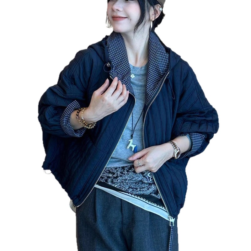 2025新品休闲宽松显瘦时尚百搭小个子轻薄棉服连帽夹棉外套女|undefined