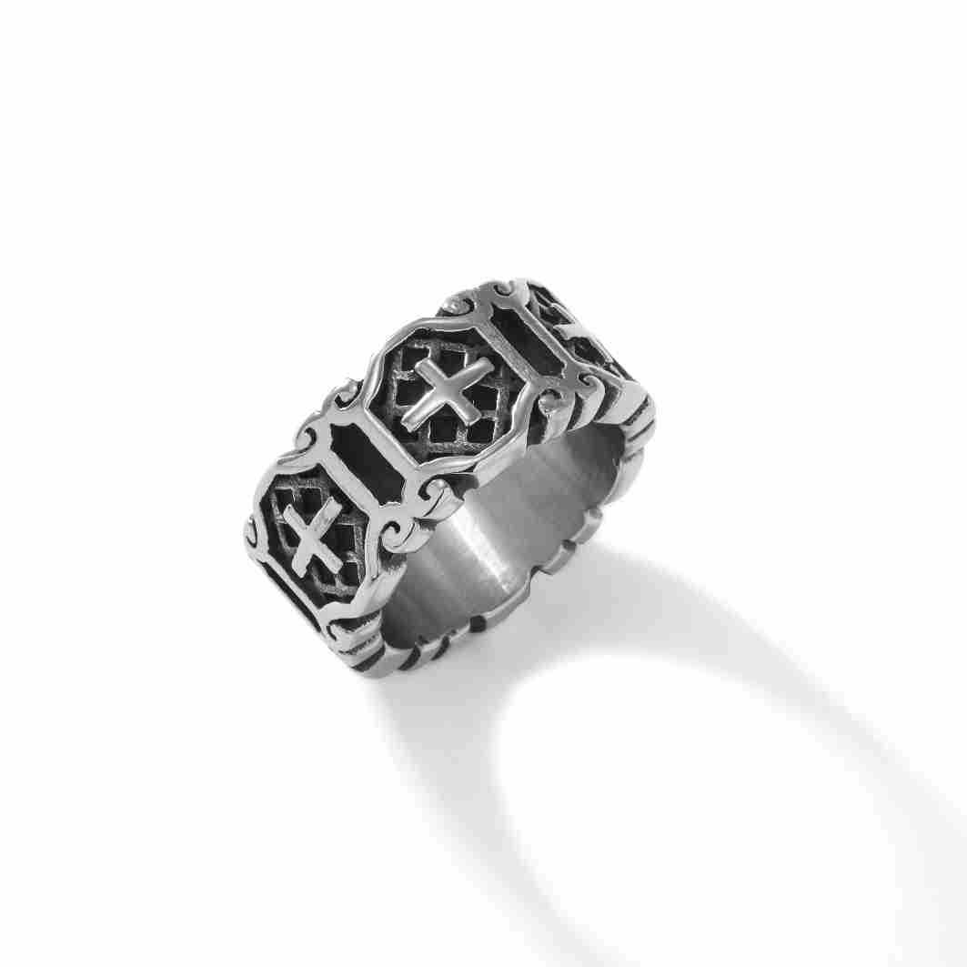 Cross Domineering Retro Ring Stainless Steel Men's Ring Universal Cross-Border Niche European and American
